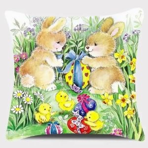 NEW EASTER/SPRING/NURSERY BUNNY RABBIT DECORATIVE PILLOW COVER 17.7" X 17.7"
